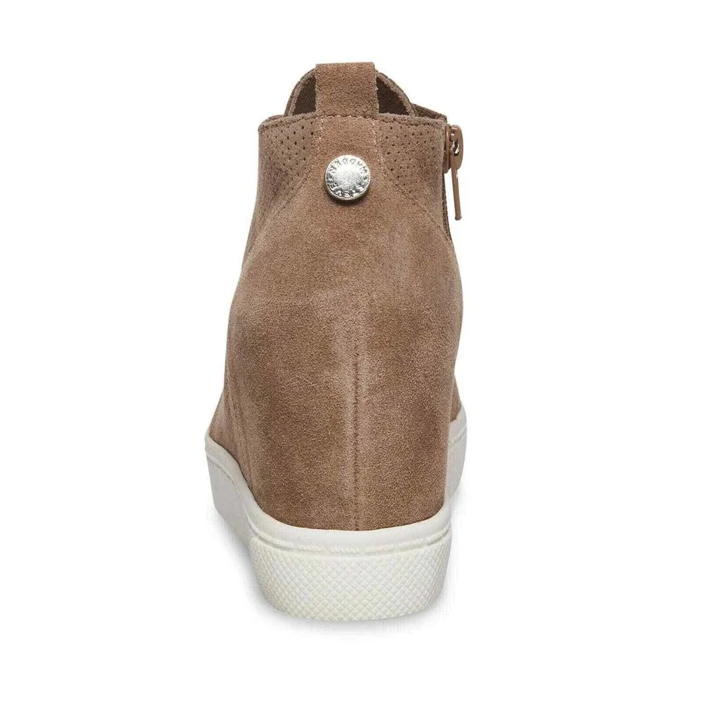 Steve Madden Hidden Wedge Sneaker Side Zipper Taupe Suede Women's Size 8 - Picture 4 of 8